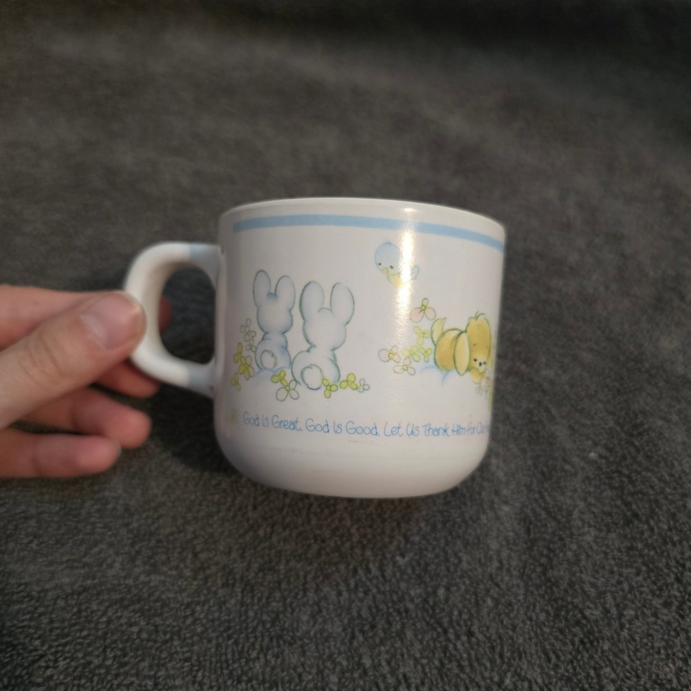 Precious Moments Mug Kids Ceramic White Vintage 1987 Prayer Animals Enesco Cup